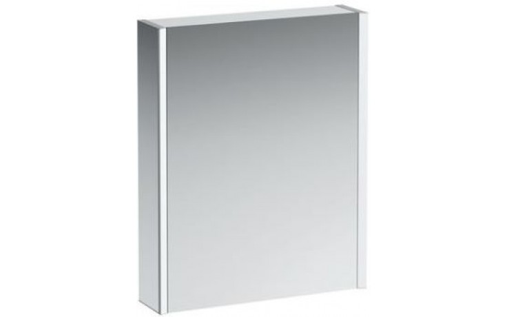 Koupelny Ptáček - LAUFEN FRAME 25 zrcadlová skříňka 600x150x750mm, dvířka  vpravo, podélné LED a prostorové osvětlení, hliník, zrcadlo