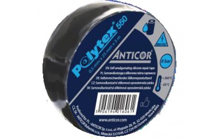 Koupelny Ptáček - ANTICOR POLYTEX 550 silikonová páska 25mm, 3m,  samosvařitelná, černá