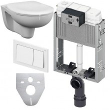 CONCEPT 50 závěsné WC 355x535x335mm, sedátko CONCEPT 100 N, TECEbox modul, TECEbase ovládací tlačítko, pro zazdění, bílá