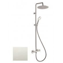 CRISTINA TRICOLORE VERDE sprchový set s termostatickou baterií, hlavová sprcha, ruční sprcha, tyč, hadice, matná bílá 