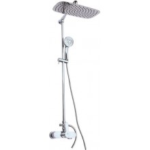 EASY sprchový set s baterií, hlavová sprcha, ruční sprcha s 5 proudy, teleskopická tyč, hadice, chrom