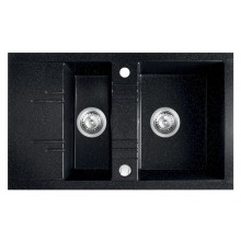 NOVASERVIS granitový dřez 790x480 mm, otočný, 2 otvory, vanička, odkapávač, grafit