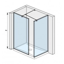 JIKA CUBITO PURE walk-in do rohu, 1 stěna 68,4x200 cm, 1 stěna 88,4x200 cm, stříbrná/transparentní sklo