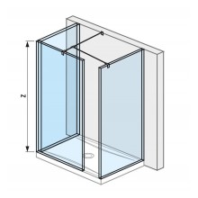 JIKA CUBITO PURE walk-in do prostoru, 2 stěny 694×200 cm, 1 stěna 784x200 cm, stříbrná/transparentní sklo
