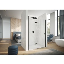 CONCEPT 400 sprchové dveře 120x197 cm, křídlové, levé, matná černá/čiré sklo 