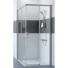 HÜPPE CLASSICS 2 EASY ENTRY sprchový kout 90x90 cm, rohový vstup, posuvné dveře, pololesklá stříbrná/čiré sklo