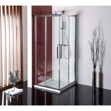POLYSAN LUCIS LINE sprchový kout 90x90 cm, rohový vstup, posuvné dveře, leštěný hliník/sklo čiré