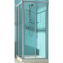 CONCEPT 70 sprchový kout 100x100 cm, rohový vstup, posuvné dveře, stříbrná matná/sklo čiré