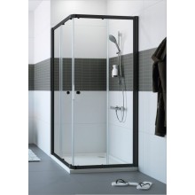 CONCEPT 100 BLACK EDITION sprchový kout 90x90 cm, rohový vstup, posuvné dveře, černá/sklo čiré