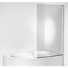 JIKA MIO vanová zástěna 91x150 cm, pevná, lesklá stříbrná/čiré sklo