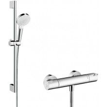 HANSGROHE CROMETTA VARIO sprchový set s termostatickou baterií, ruční sprcha se 2 proudy, tyč, hadice, bílá/chrom