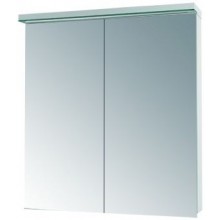 DŘEVOJAS ASTON GA2OE 80 zrcadlová skříňka 80x76,5x21 cm, osvětlení, s vypínačem a el. zásuvkou, lamino, lesklá bílá