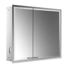 EMCO PRESTIGE 2 zrcadlová skříňka vestavná 81,4x66,6x17,7 cm, osvětlení s regulací stmívání a teploty světla, s vypínačem a el. zásuvkou, hliník, stříbrná