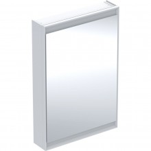 GEBERIT ONE zrcadlová skříňka 60x90x15 cm, osvětlení s regulací stmívání a teploty světla, s vypínačem a el. zásuvkou, Bluetooth, panty vlevo, hliník, bílá