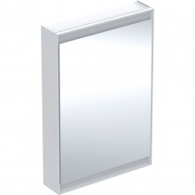 GEBERIT ONE zrcadlová skříňka 60x90x15 cm, osvětlení s regulací stmívání a teploty světla, s vypínačem a el. zásuvkou, Bluetooth, panty vpravo, hliník, bílá