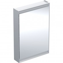 GEBERIT ONE zrcadlová skříňka 60x90x15 cm, osvětlení s regulací stmívání a teploty světla, s vypínačem a el. zásuvkou, Bluetooth, panty vlevo, eloxovaný hliník