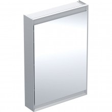 GEBERIT ONE zrcadlová skříňka 60x90x15 cm, osvětlení s regulací stmívání a teploty světla, s vypínačem a el. zásuvkou, Bluetooth, panty vpravo, eloxovaný hliník