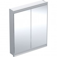 GEBERIT ONE zrcadlová skříňka vestavná 75x90x15 cm, osvětlení s regulací stmívání a teploty světla, s vypínačem a el. zásuvkou, Bluetooth, eloxovaný hliník