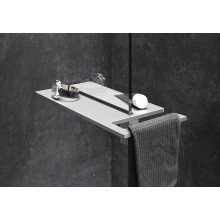 HÜPPE SELECT+ shower board, polička s držákem na ručníky, matná stříbrná 